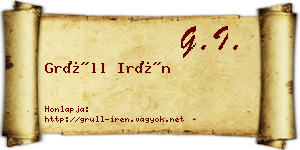 Grüll Irén névjegykártya